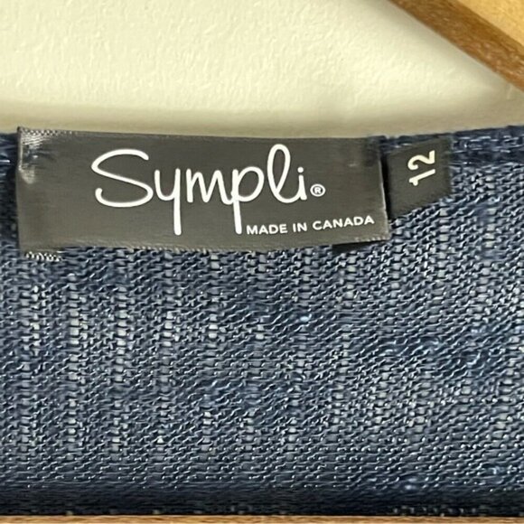 Sympli Ribbed Asymmetrical Tunic Top Sweater navy size 12 Lagenlook travel - Picture 5 of 9